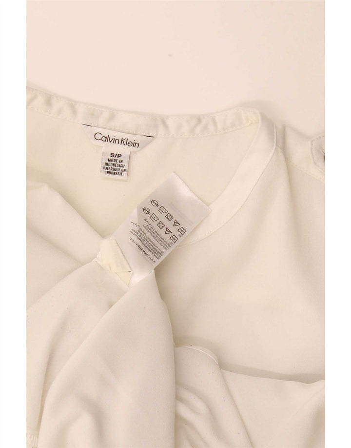 Calvin Klein Blusa para mujer UK 10 Pequeño Poliéster blanco