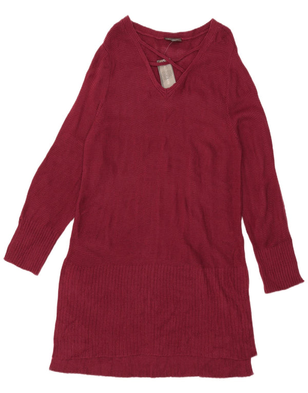 Marks & Spencer Vestido tipo jersey de manga larga para mujer UK 10 Small Borgoña