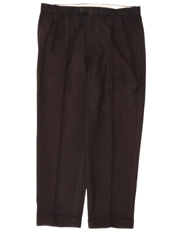 Marks & Spencer Pantalón de traje con pinzas para hombre W38 L31 Poliéster azul marino