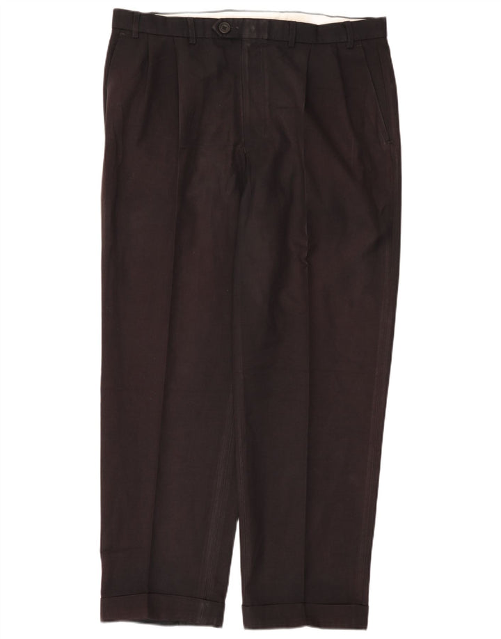 Marks & Spencer Pantalón de traje con pinzas para hombre W38 L31 Poliéster azul marino