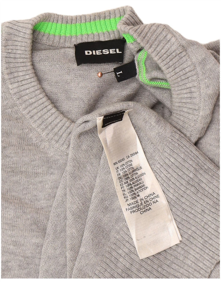 DIESEL Jersey con cuello redondo y estampado gráfico para hombre Algodón gris grande