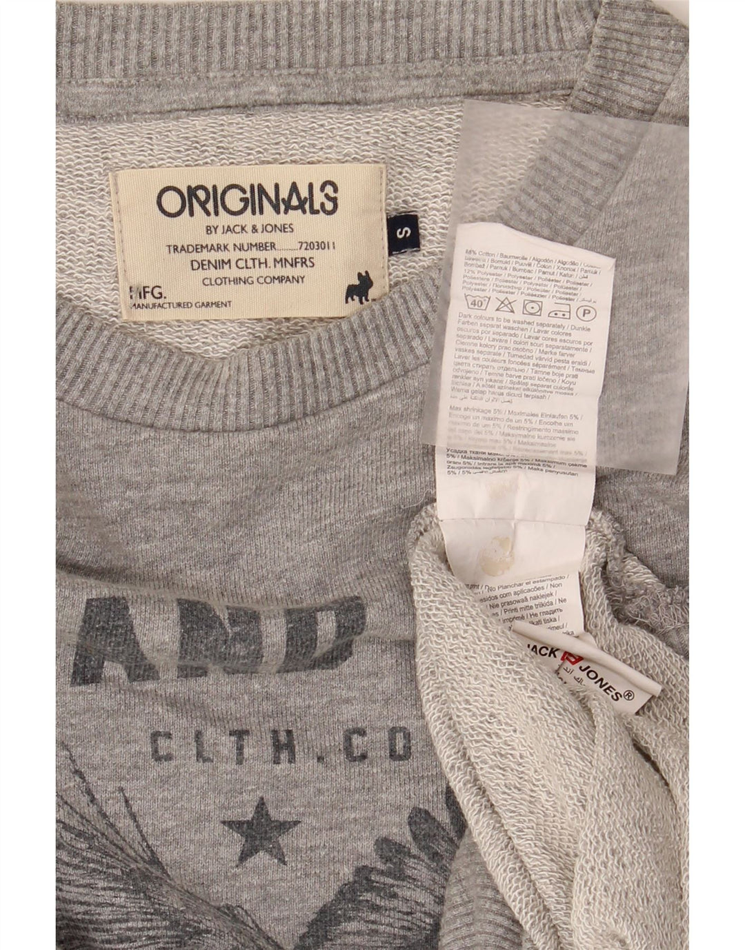 Jack & Jones Hombre Sudadera Gráfica Jumper Small Gris Algodón