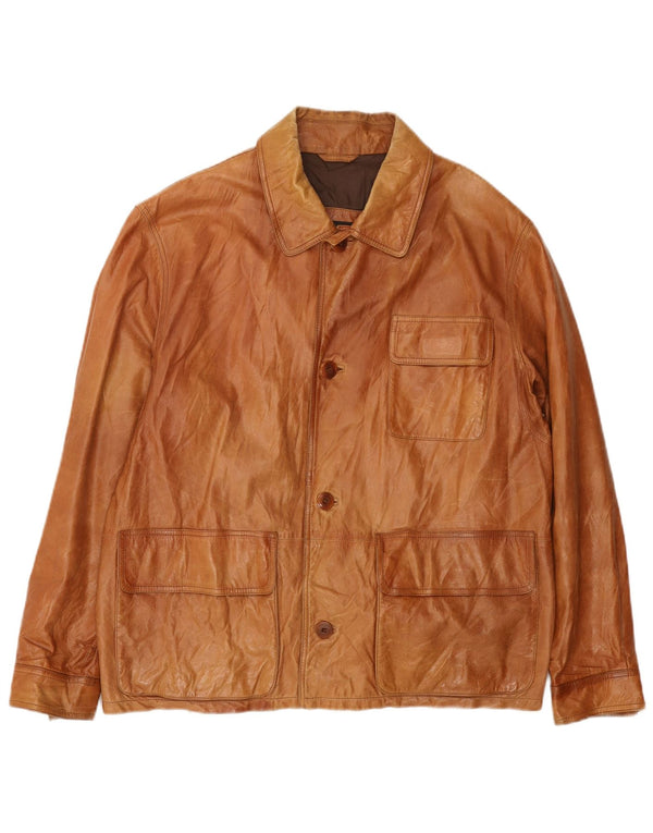 Vittorio Forti Chaqueta de cuero básica para hombre IT 50 Large Cuero marrón