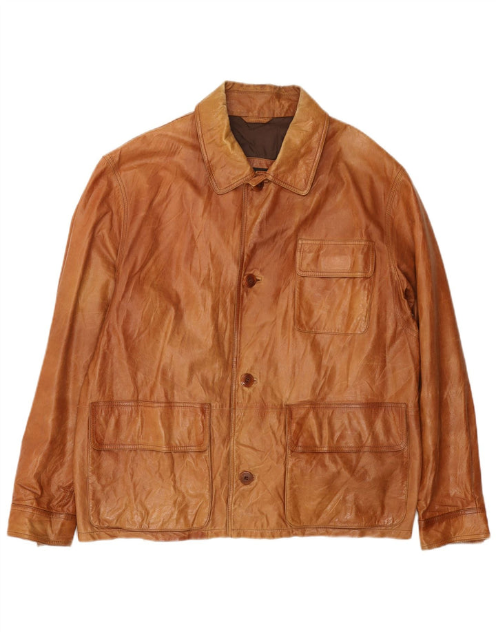 Vittorio Forti Chaqueta de cuero básica para hombre IT 50 Large Cuero marrón