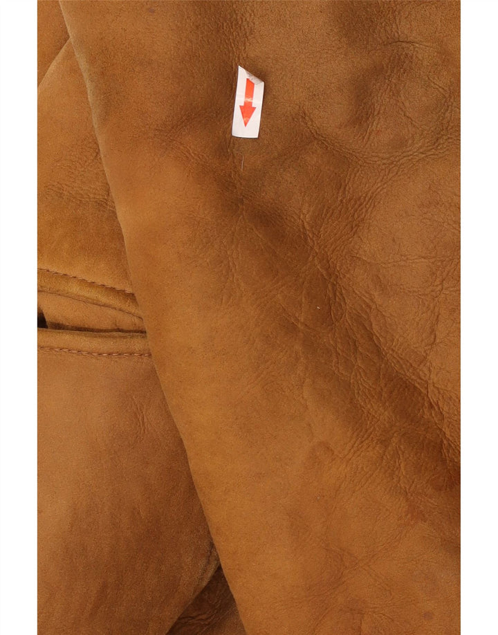 Vintage mujer doble pecho shearling chaqueta Reino Unido 14 grande beige