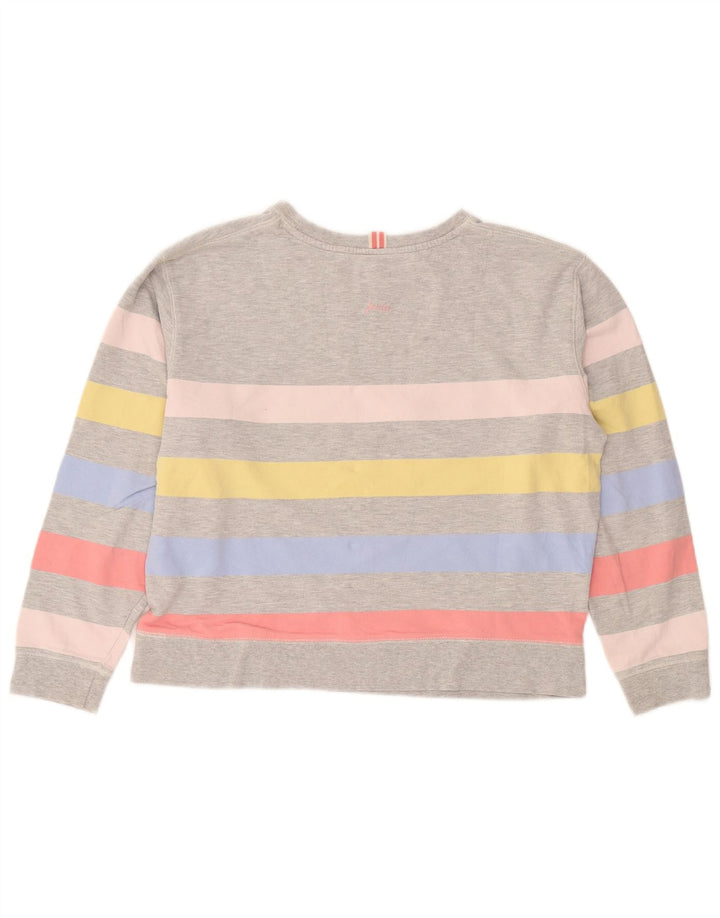 Joules Mujer Crop Oversize Sudadera Jumper UK 10 Small Gris Rayas