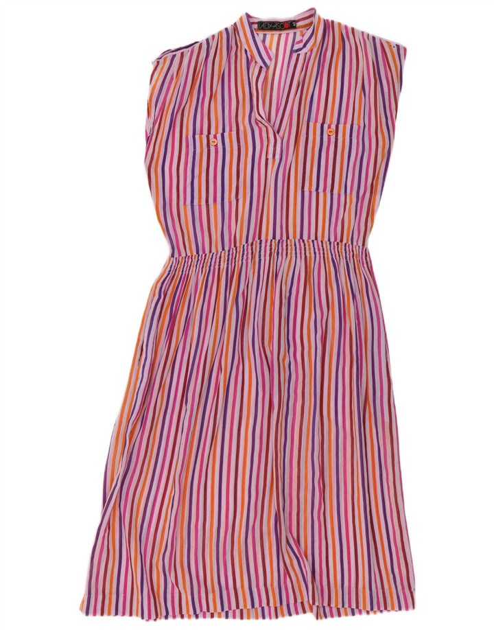 Vintage mujer sin mangas A-Line vestido EU 40 medio multicolor rayas
