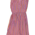 Vintage mujer sin mangas A-Line vestido EU 40 medio multicolor rayas