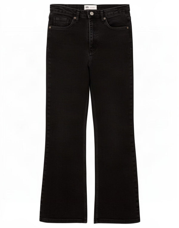 Zara Vaqueros Bootcut De Tiro Alto Para Mujer EU 38 Small W28 L29 Algodón Negro