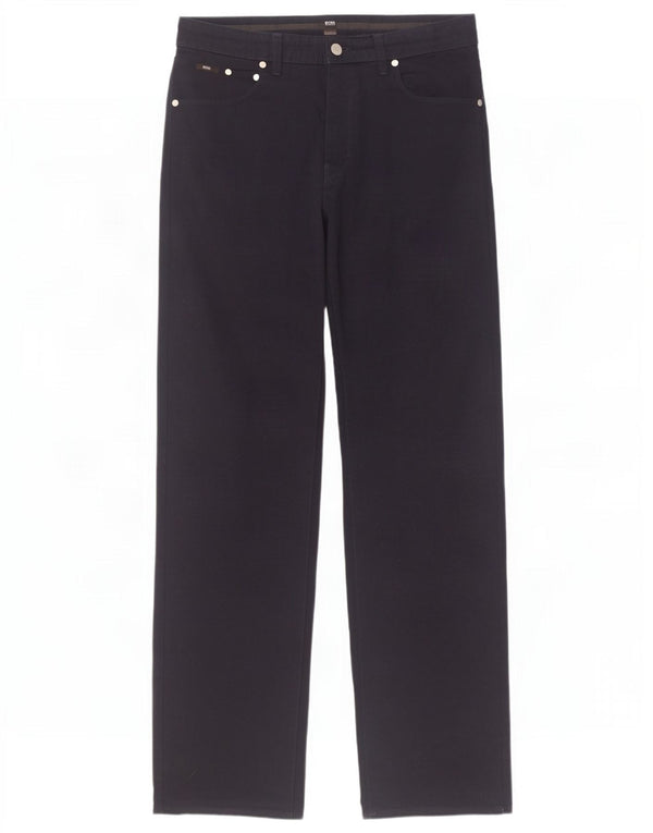 Hugo Boss Pantalones casuales rectos para hombre W34 L34 Algodón azul marino