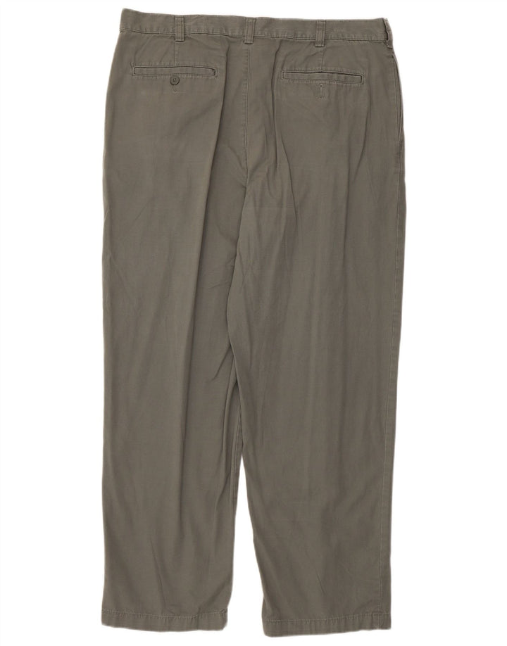 Eddie Bauer Pantalón chino con pinzas para hombre W38 L30 Algodón gris