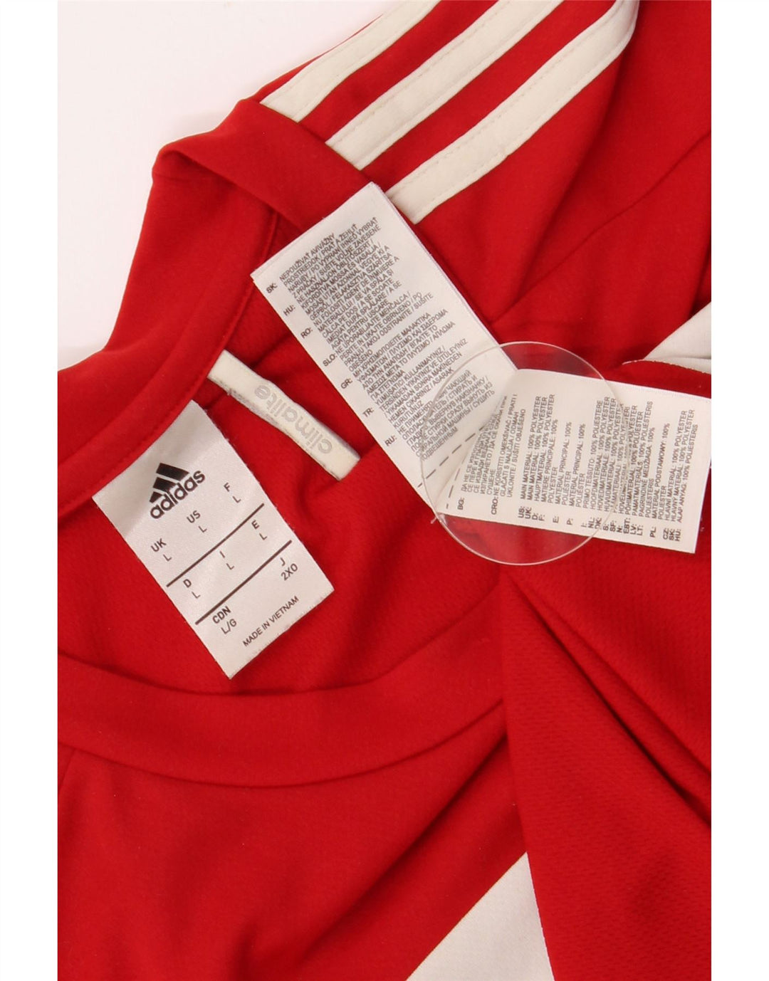 Adidas Hombre Climalite Camiseta Top Grande Rojo Colorblock Poliéster