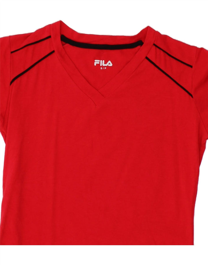 FILA Womens T-Shirt Top UK 10 Small Red Cotton Vintage Fila and Second-Hand Fila from Messina Hembry 