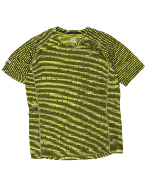 Camiseta Nike Dri Fit para mujer UK 40 Poliéster a rayas verde medio