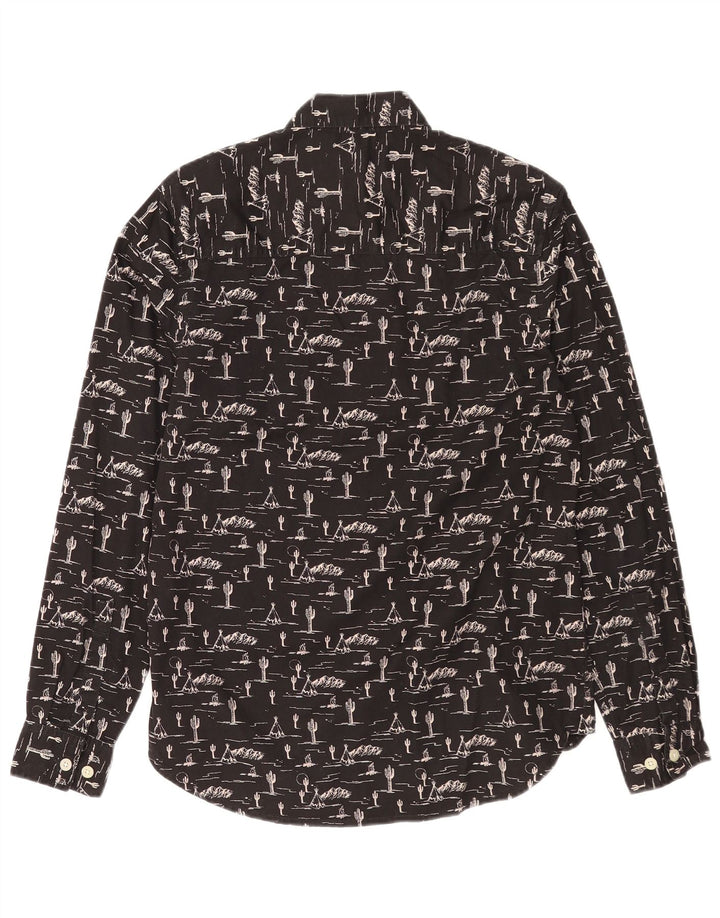 TOPMAN Camisa con estampado abstracto pequeño de algodón negro para hombre