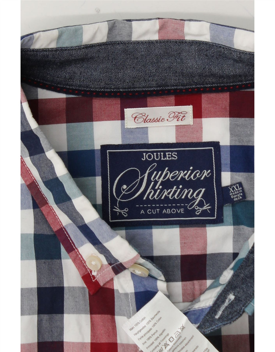 JOULES Camisa de corte clásico para hombre 2XL Algodón a cuadros multicolor