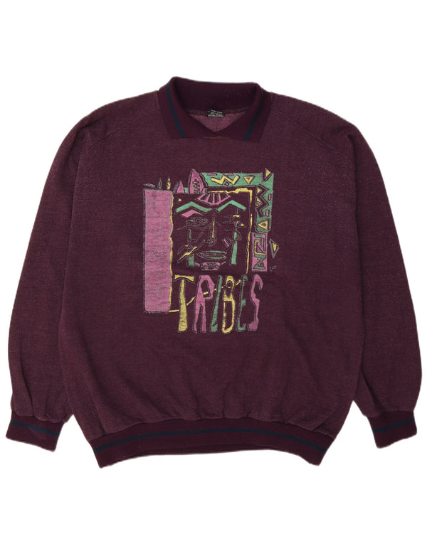 C&A Mens Graphic Polo Neck Sudadera Jumper EU 52/54 Grande Borgoña Algodón