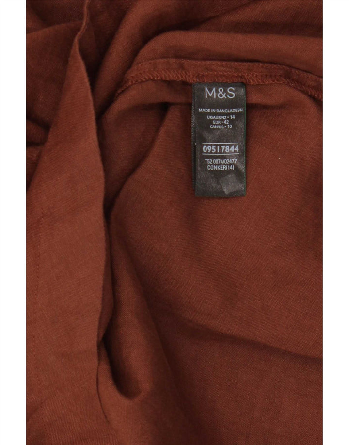 Marks & Spencer Top tipo túnica para mujer Reino Unido 44 Grande Lino marrón