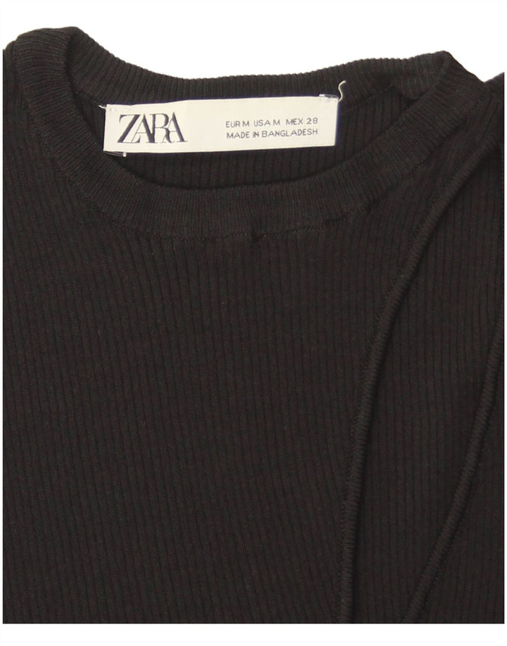 Zara Mujer Crop Chaleco Top Reino Unido 42 Mediano Negro