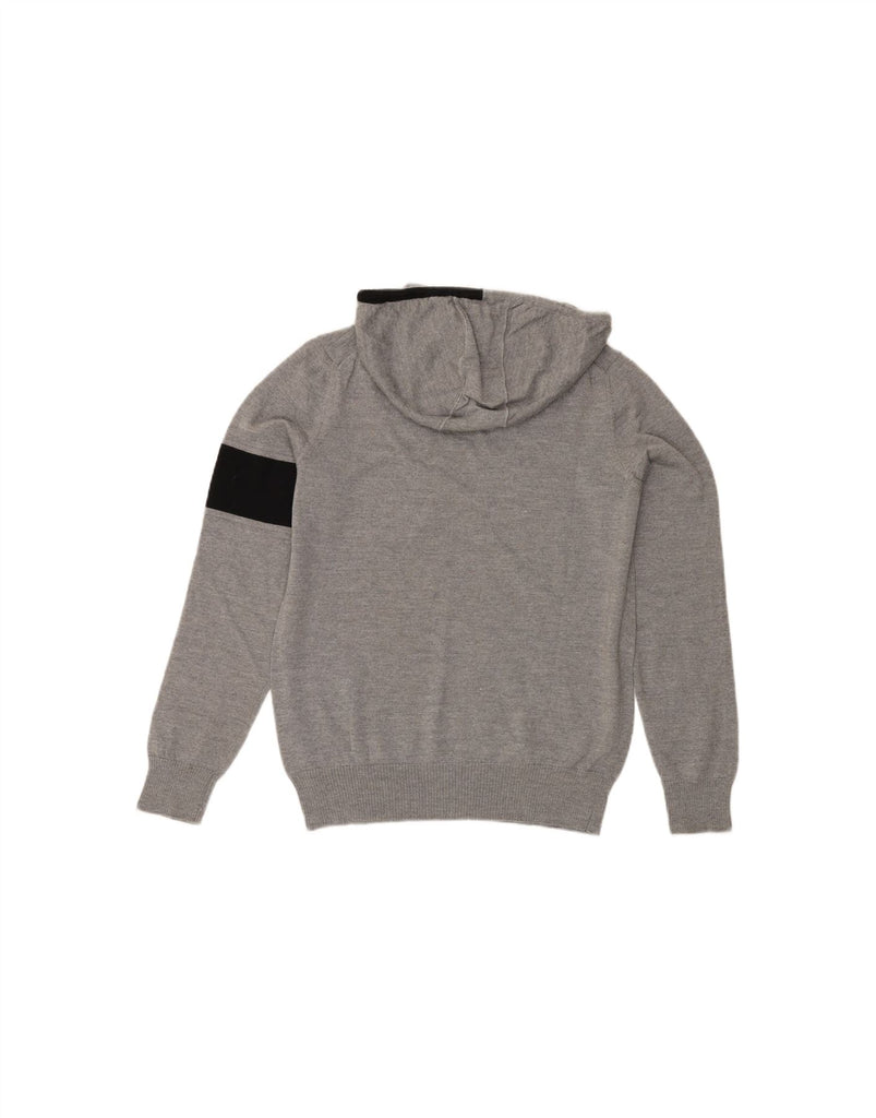 BIKKEMBERGS Womens Graphic Hoodie Jumper UK 14 Medium Grey Colourblock Vintage Bikkembergs and Second-Hand Bikkembergs from Messina Hembry 