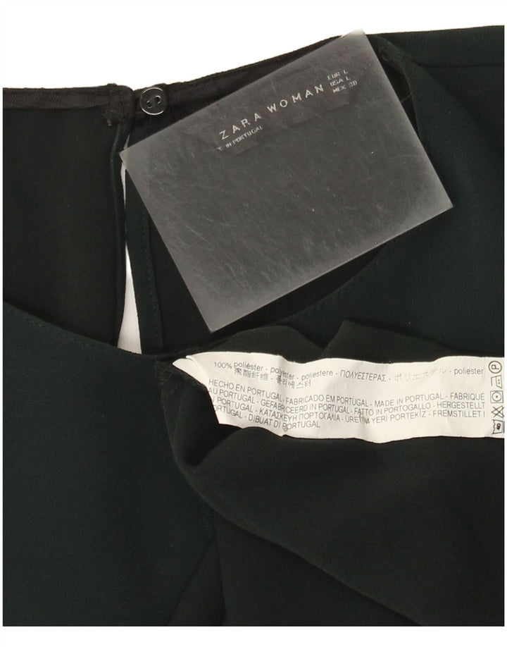 Zara Mujer Blusa Asimétrica Top UK 46 Grande Poliéster Verde