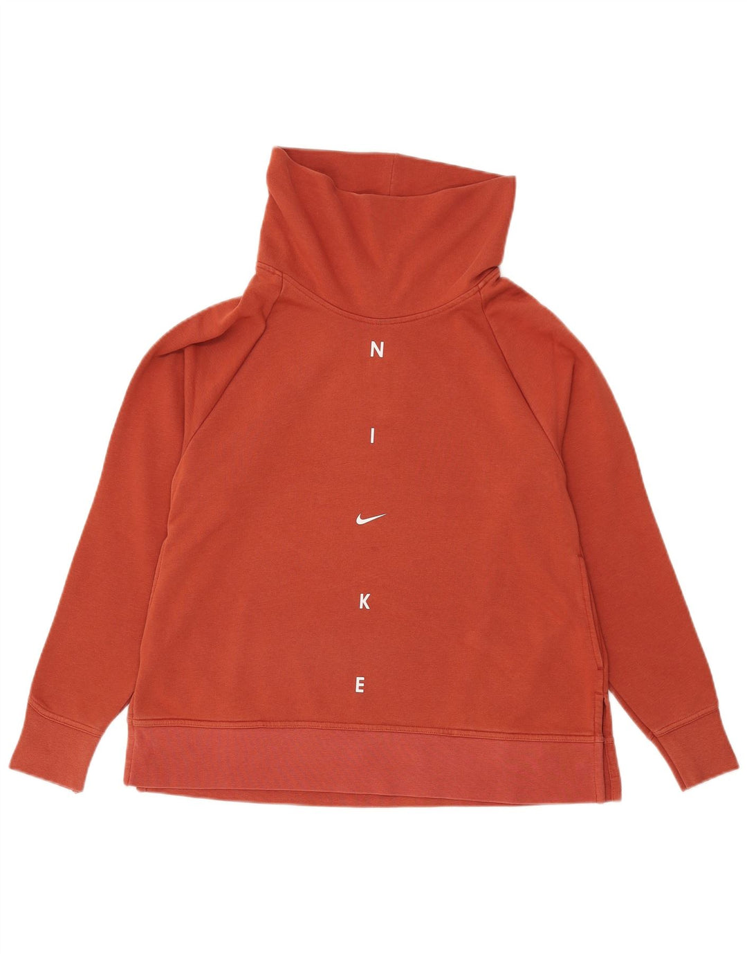 Nike Mujer Graphic Roll Neck Sudadera Jumper UK 10 Small Naranja Algodón