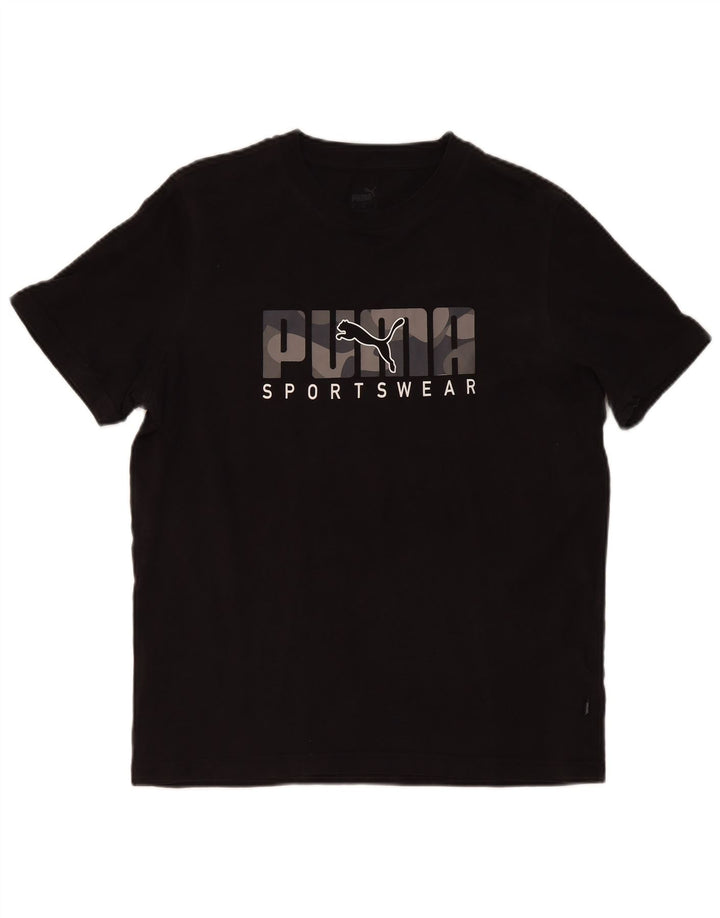 Puma Camiseta gráfica para hombre Top Medium Black Cotton