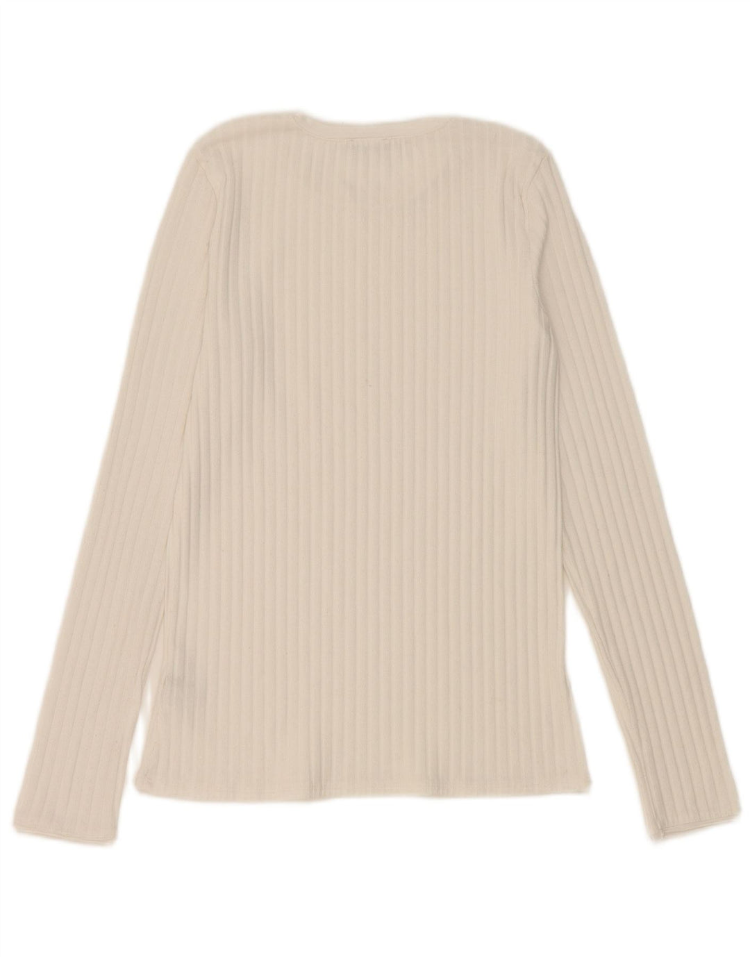 Zara Mujer Top Manga Larga UK 42 Medio Blanco Poliéster