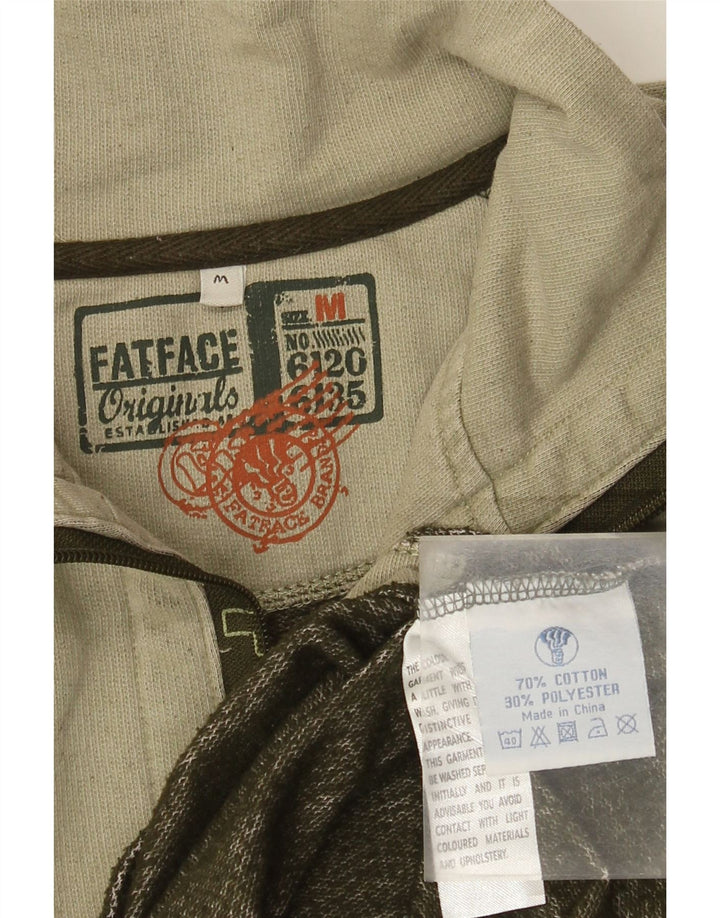 Sudadera con capucha y cuello con cremallera para hombre Fat Face Jersey de algodón caqui medio