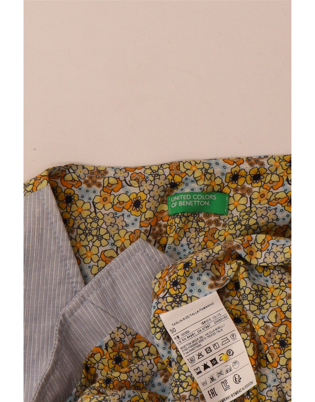 Chaleco Benetton Hombre Talla 50 Grande Algodón A Rayas Azul