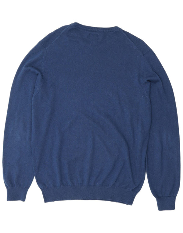 Vintage Mens Crew Neck Jumper Sweater Large Blue Cotton