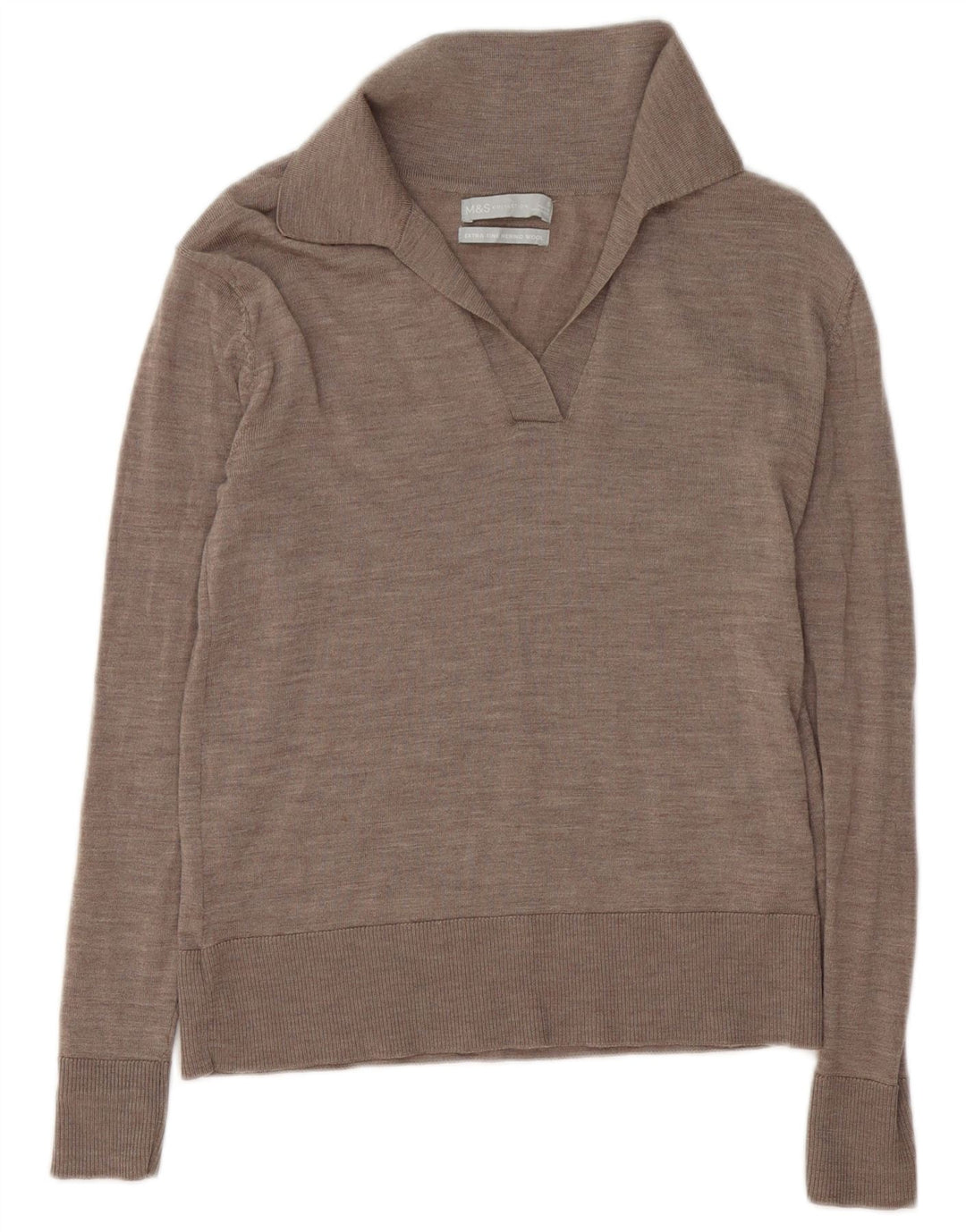 Marks & Spencer Suéter tipo jersey con cuello tipo polo para mujer UK 10 Small Grey