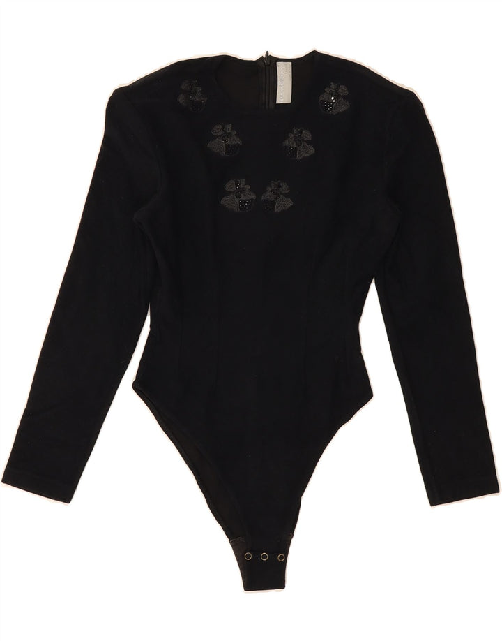 ROCCOBAROCCO Womens 3/4 Sleeve Bodysuit IT 40 Small Black Polyamide Vintage Roccobarocco and Second-Hand Roccobarocco from Messina Hembry 