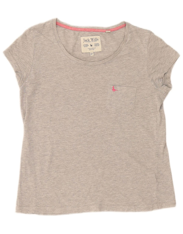 Jack Wills Womens T-Shirt Top UK 12 Medium Grey Flecked Cotton