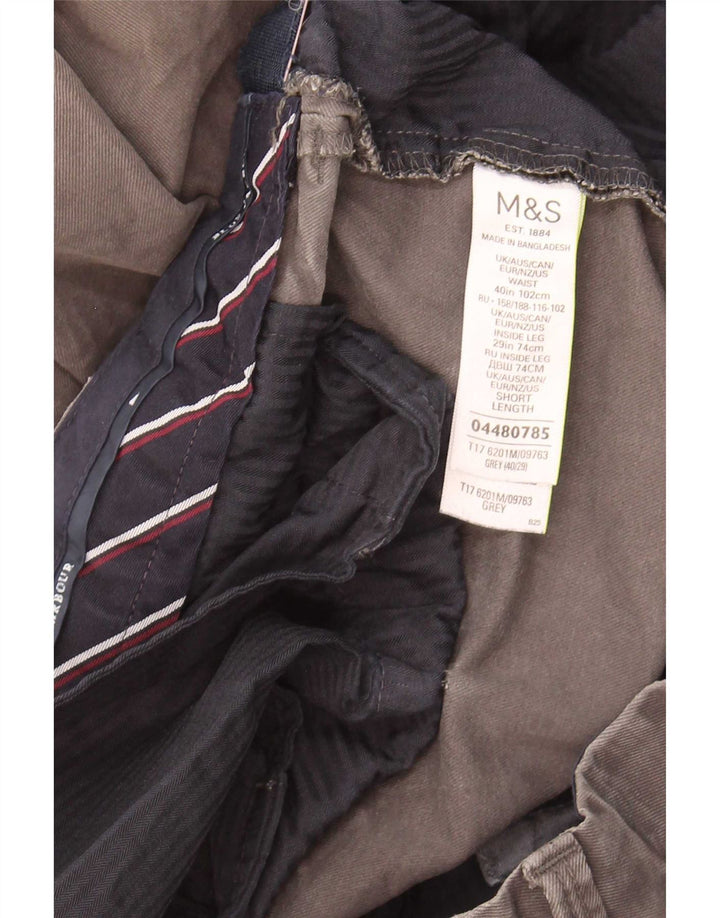 Marks & Spencer Pantalón chino recto azul Harbor para hombre W40 L29 Gris