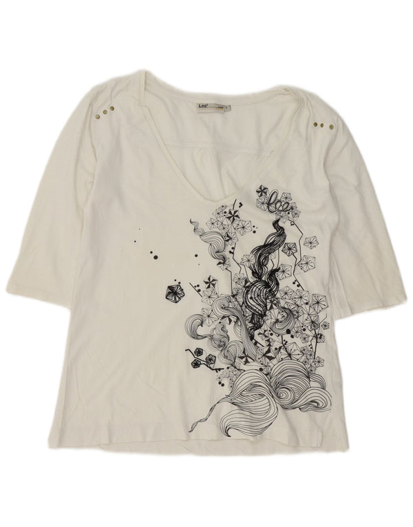 Lee Top para mujer manga 3/4 UK 46 Grande Algodón blanco
