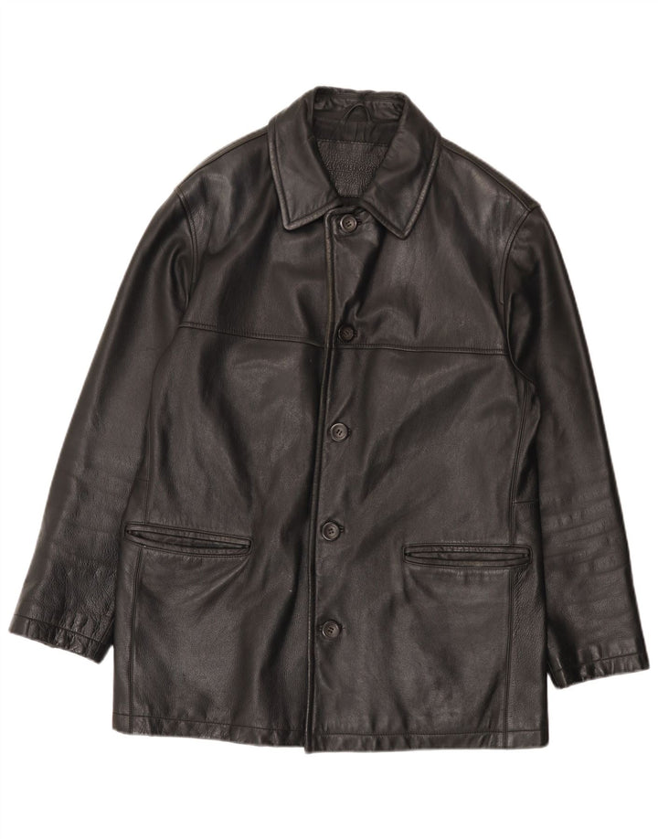 Vintage chaqueta de cuero para hombre Reino Unido 40 cuero negro grande