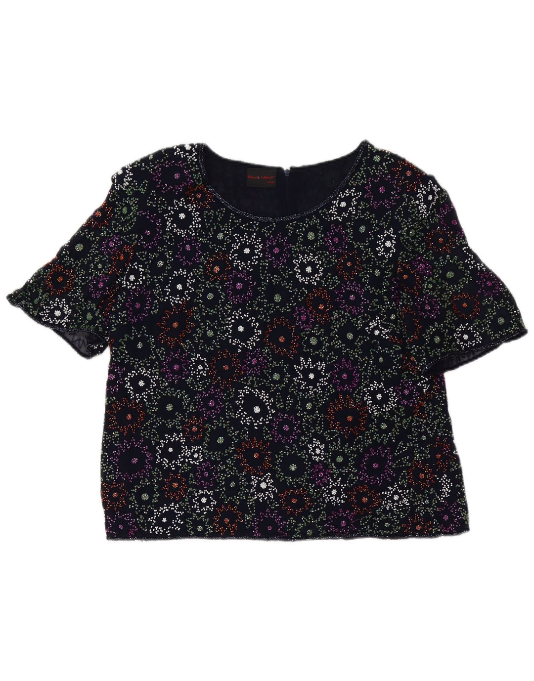Frank Usher Blusa para mujer Top UK 20 2XL Poliéster floral azul marino