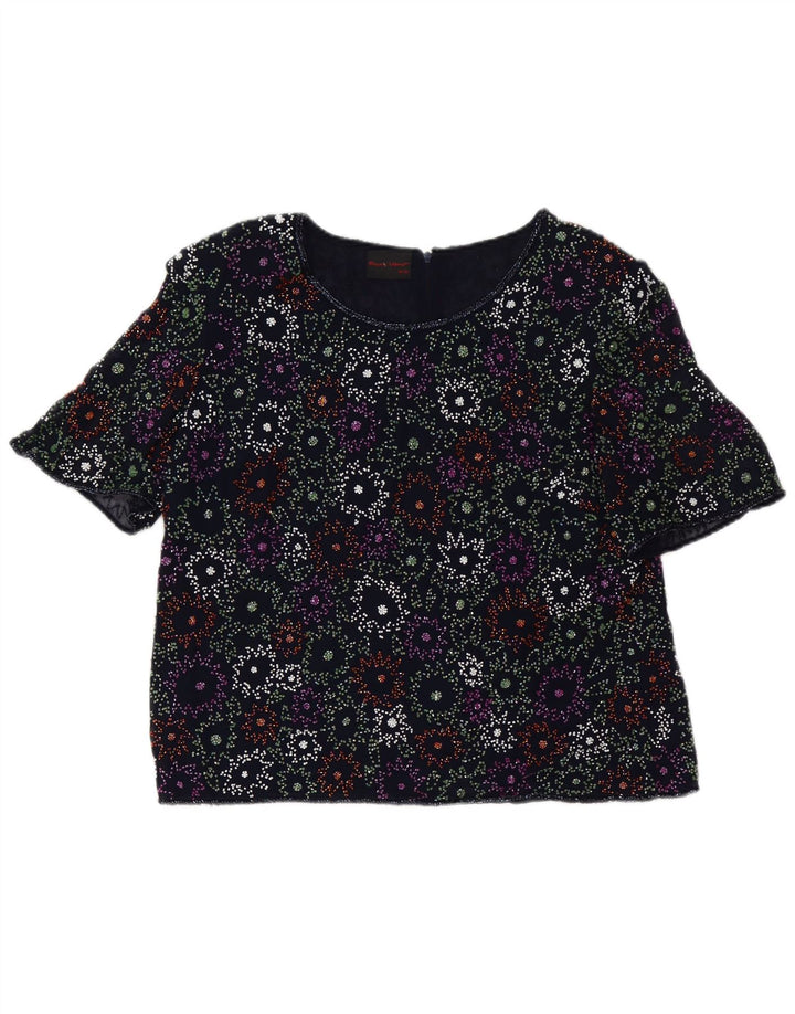 Frank Usher Blusa para mujer Top UK 20 2XL Poliéster floral azul marino