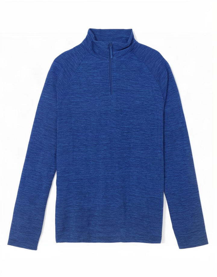 Jersey de forro polar con cuello y cremallera para hombre de Mountain Warehouse con moteados en azul medio