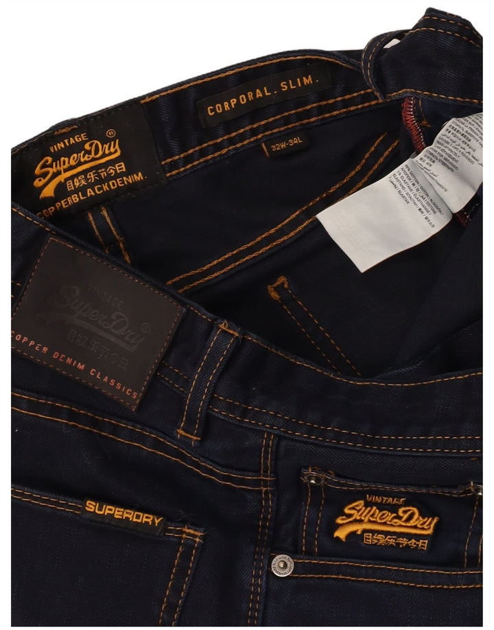 SUPERDRY Vaqueros ajustados corporales para hombre W32 L34 Algodón azul marino
