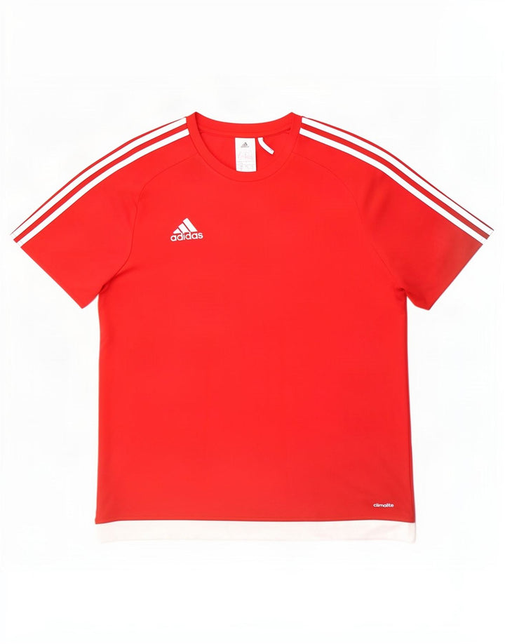 Adidas Hombre Climalite Camiseta Top Grande Rojo Colorblock Poliéster
