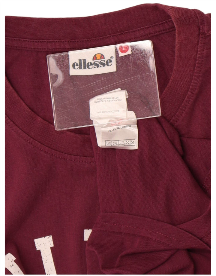 Ellesse - Camiseta gráfica para hombre, talla grande, algodón granate