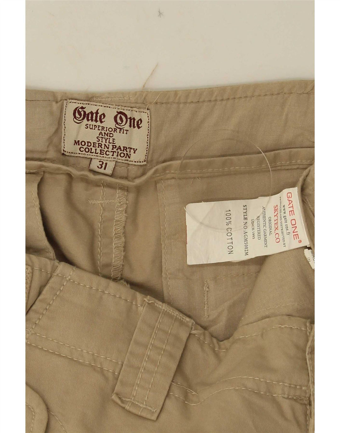 Vintage hombres cargo pantalones cortos W31 algodón beige medio