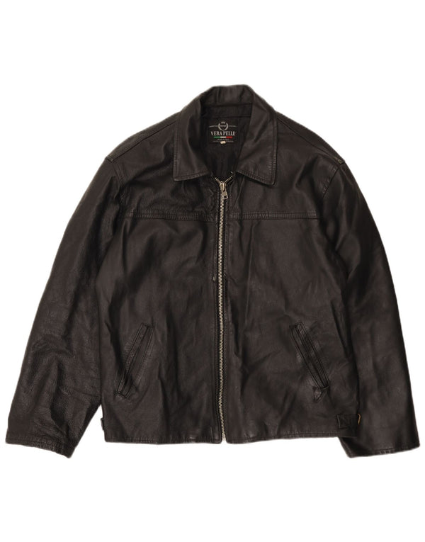 Vintage chaqueta de cuero para hombre Reino Unido 40 cuero negro grande