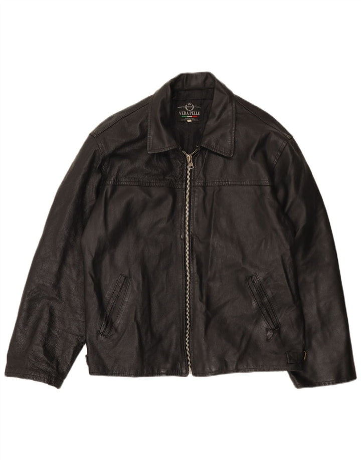 Vintage chaqueta de cuero para hombre Reino Unido 40 cuero negro grande