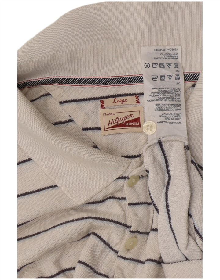 TOMMY HILFIGER Polo clásico para hombre de algodón a rayas blancas grandes