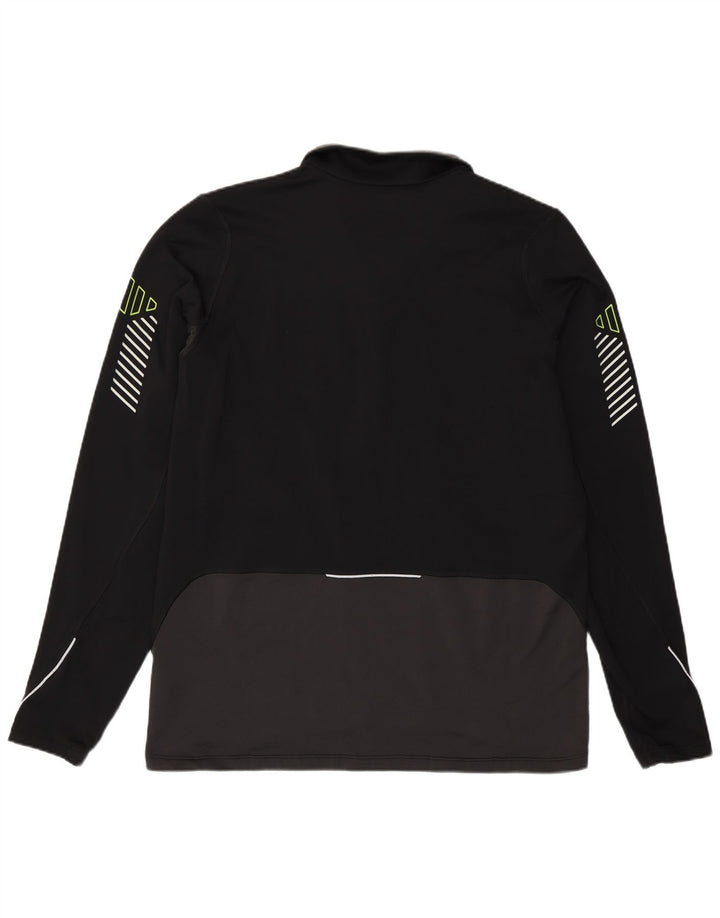 Asics Hombre Zip Neck Pullover Chándal Top Grande Negro Colorblock