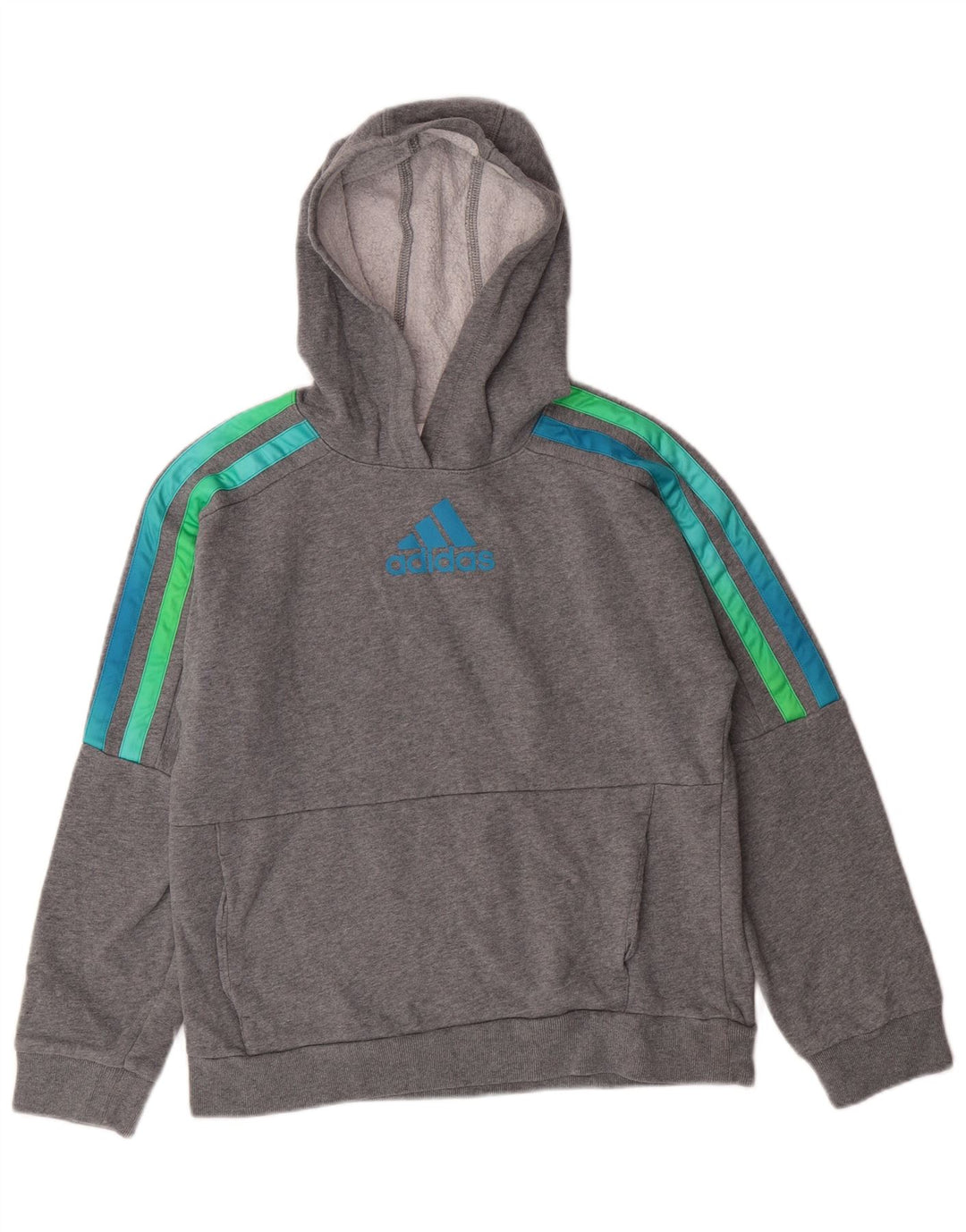 ADIDAS Sudadera con capucha gráfica para niños 14-15 años Grande Gris Algodón