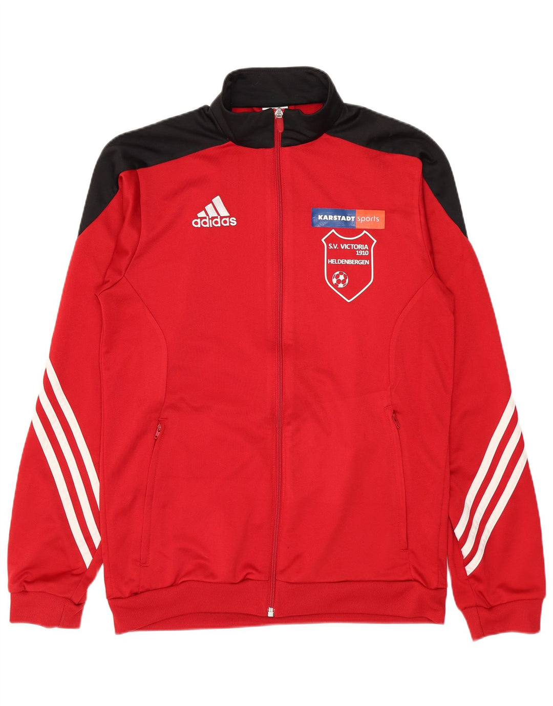 Adidas Hombre Gráfico Chándal Top Chaqueta Pequeño Rojo Colorblock Poliéster